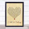 Barbara Randolph I Got A Feeling Vintage Heart Song Lyric Wall Art Print