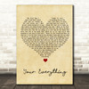 Keith Urban Your Everything Vintage Heart Song Lyric Wall Art Print