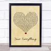 Keith Urban Your Everything Vintage Heart Song Lyric Wall Art Print