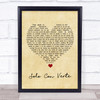 Banda MS Solo Con Verte Vintage Heart Song Lyric Wall Art Print