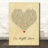 Damiyr I'm Right Here Vintage Heart Song Lyric Wall Art Print