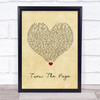 Bob Seger Turn The Page Vintage Heart Song Lyric Wall Art Print