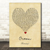 KAROL G & Jessie Reyez Ocean (Remix) Vintage Heart Song Lyric Wall Art Print