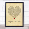 Lewis Capaldi Before You Go Vintage Heart Song Lyric Wall Art Print