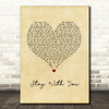 Tarrus Riley Stay With You Vintage Heart Song Lyric Wall Art Print