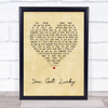 Tom Petty And The Heartbreakers You Got Lucky Vintage Heart Song Lyric Wall Art Print