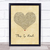 Jax Jones & Ella Henderson This Is Real Vintage Heart Song Lyric Wall Art Print