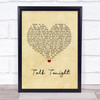 Oasis Talk Tonight Vintage Heart Song Lyric Wall Art Print