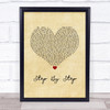 Whitney Houston Step By Step Vintage Heart Song Lyric Wall Art Print