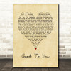 Ryland James Good To You Vintage Heart Song Lyric Wall Art Print