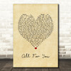 Sister Hazel All For You Vintage Heart Song Lyric Wall Art Print