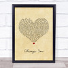 Louis Tomlinson Always You Vintage Heart Song Lyric Wall Art Print