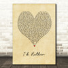 Luther Vandross I'd Rather Vintage Heart Song Lyric Wall Art Print