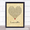 Tinie Tempah Invincible Vintage Heart Song Lyric Wall Art Print