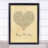 Whitney Houston Run To You Vintage Heart Song Lyric Wall Art Print