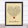 Barbra Streisand Somewhere Vintage Heart Song Lyric Wall Art Print