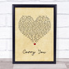 The Teskey Brothers Carry You Vintage Heart Song Lyric Wall Art Print