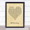 Jack Savoretti Dreamers Vintage Heart Song Lyric Wall Art Print