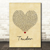 Blur Tender Vintage Heart Song Lyric Wall Art Print