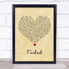 Alan Walker Faded Vintage Heart Song Lyric Wall Art Print