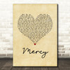 Brett Young Mercy Vintage Heart Song Lyric Wall Art Print