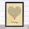 Justin Bieber Yummy Vintage Heart Song Lyric Wall Art Print