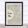 Scotty McCreery Carolina Moon Vintage Script Song Lyric Wall Art Print