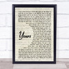 Russell Dickerson Yours Vintage Script Song Lyric Wall Art Print