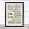 I Won't Give Up Jason Mraz Song Lyric Vintage Script Quote Print