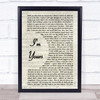 I'm Yours Jason Mraz Song Lyric Vintage Script Quote Print