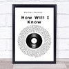 Whitney Houston How Will I Know Vinyl Record Song Lyric Wall Art Print