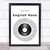 Paul Weller English Rose Vinyl Record Song Lyric Wall Art Print