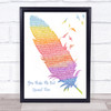 Simply Red You Make Me Feel Brand New Watercolour Feather & Birds Song Lyric Wall Art Print