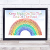 Harry Lauder Keep Right On Till The End Of The Road Watercolour Rainbow & Clouds Song Lyric Wall Art Print