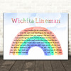 Glen Campbell Wichita Lineman Watercolour Rainbow & Clouds Song Lyric Wall Art Print
