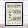 Stay With Me Sam Smith Song Lyric Vintage Script Quote Print