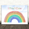 Ed Sheeran & Justin Bieber I Don't Care Watercolour Rainbow & Clouds Song Lyric Wall Art Print