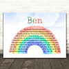 Michael Jackson Ben Watercolour Rainbow & Clouds Song Lyric Wall Art Print