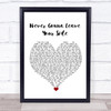Daniel Bedingfield Never Gonna Leave Your Side White Heart Song Lyric Wall Art Print