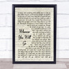 Wherever You Will Go Charlene Soraia Song Lyric Vintage Script Quote Print