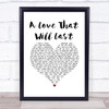 Renee Olstead A Love That Will Last White Heart Song Lyric Wall Art Print