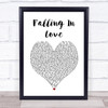 Jessica Lowndes Falling In Love White Heart Song Lyric Wall Art Print