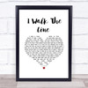 Johnny Cash I Walk The Line White Heart Song Lyric Wall Art Print