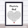 Jon Langston Forever Girl White Heart Song Lyric Wall Art Print