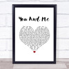 Alice Cooper You And Me White Heart Song Lyric Wall Art Print