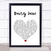 America Daisy Jane White Heart Song Lyric Wall Art Print