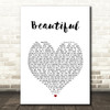 Bazzi Beautiful White Heart Song Lyric Wall Art Print