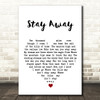 Elvis Presley Stay Away White Heart Song Lyric Wall Art Print