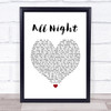 The Vamps All Night White Heart Song Lyric Wall Art Print