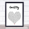 Barbra Streisand & Barry Gibb Guilty White Heart Song Lyric Wall Art Print